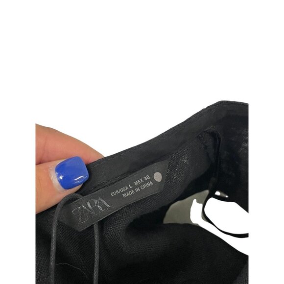 Zara ZW Womens Midi Dress L Large Black Linen Sleeveless Cut Out  2731/094 NWT - Picture 9 of 12